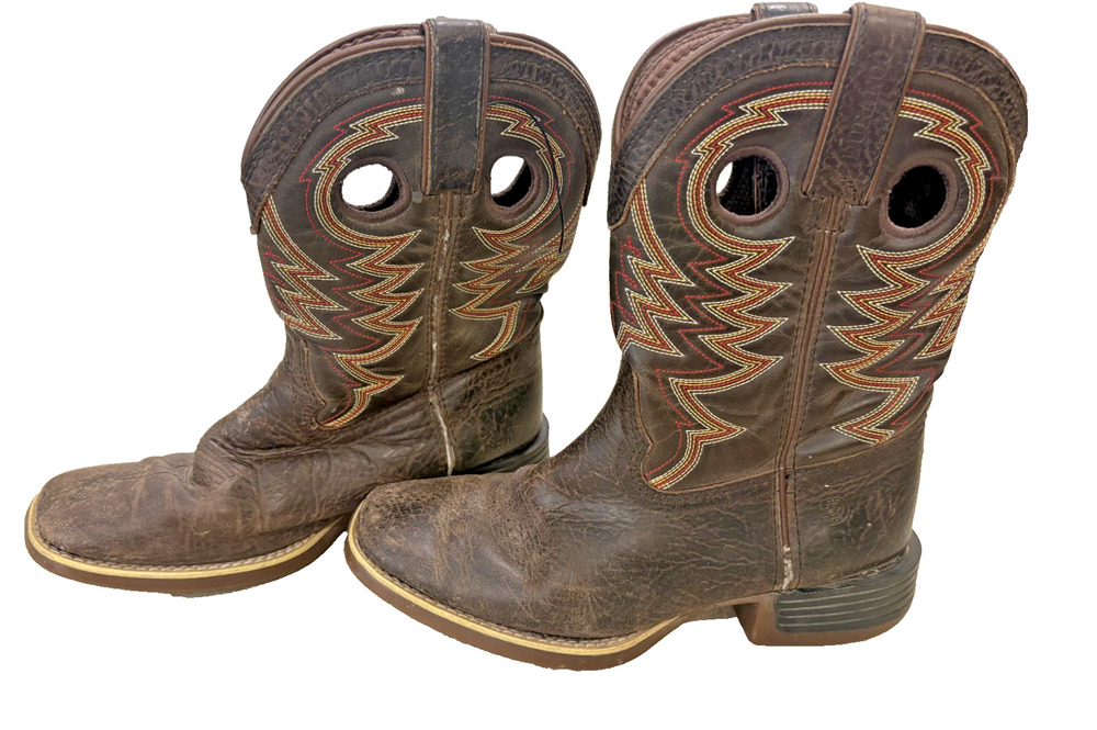 Durango Lil Rebel Pro Cowboy Boots Kids Youth Size 2M Brown Square Toe DBT0219C